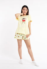 ( 1 Set ) Forest X Shinchan 30th Anniversary Ladies 100% Cotton Short Sleeve Short Pants Pyjamas Set - CPD0016