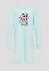 ( 1 Piece ) Forest X Shinchan 30th Anniversary Kids 100% Cotton Sleepdress Pyjamas Girl | Baju Tidur Budak Perempuan - CPJ0004