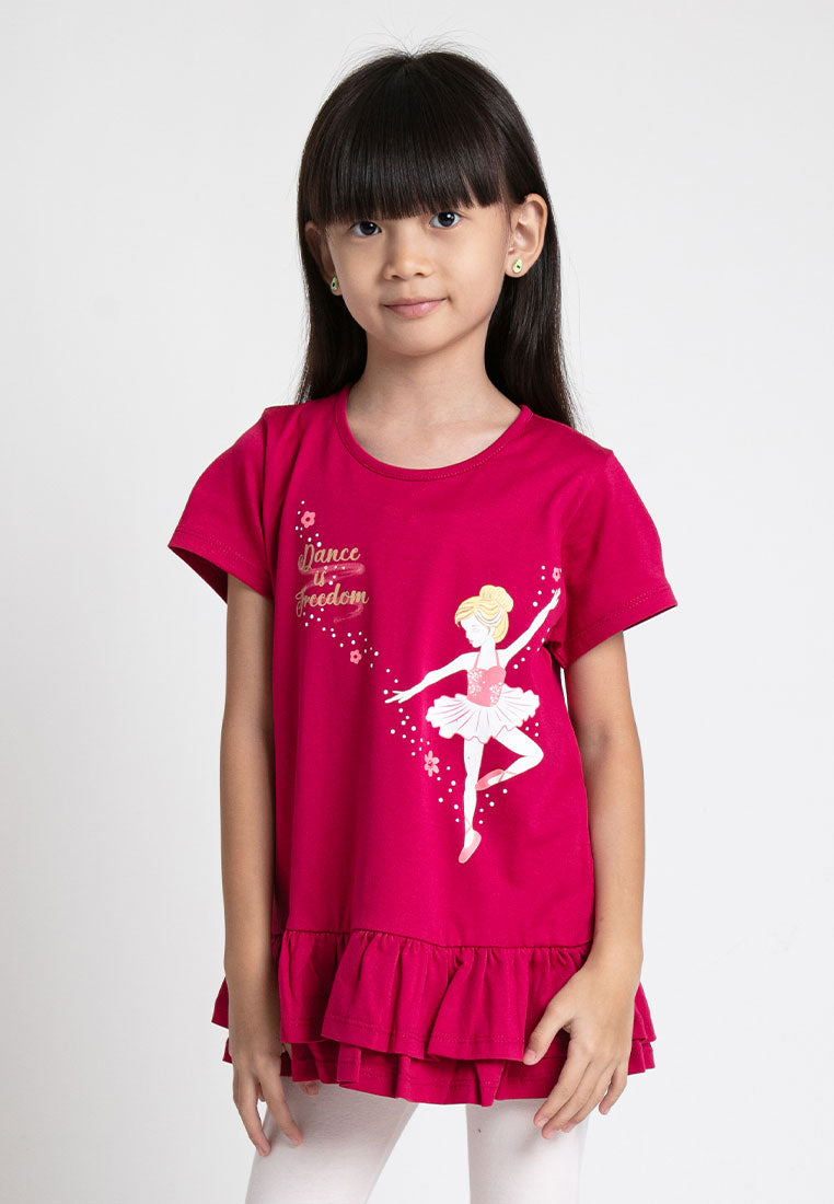 Forest Kids Girl 100% Cotton Girls Graphic Round Neck Tee | Baju T Shirt Budak Perempuan - FK820044