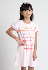 Forest Girl Kids Printed Puff Sleeve Kids Dress | Baju Budak Perempuan Pakaian Dresses - FK820049