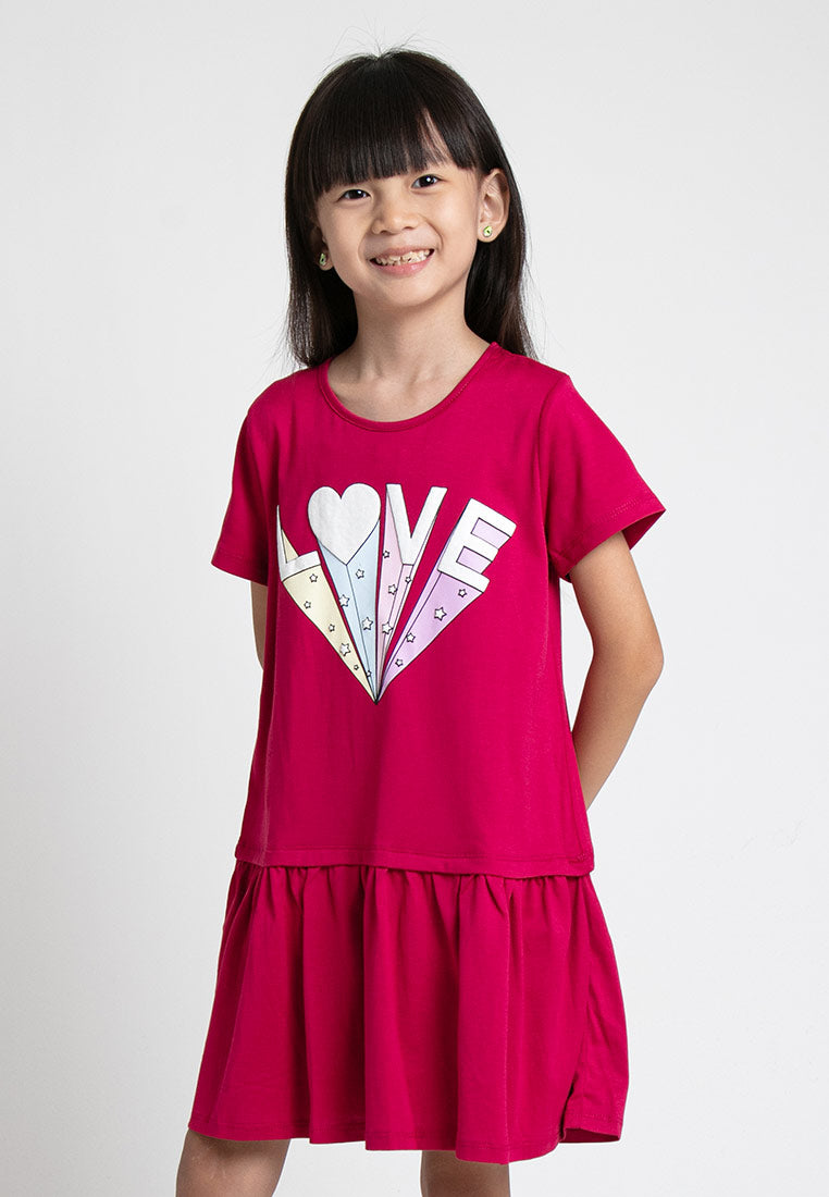Forest Kids Girl Printed Short Sleeve Kids Dress | Baju Budak Perempuan Pakaian Dresses  - FK885007