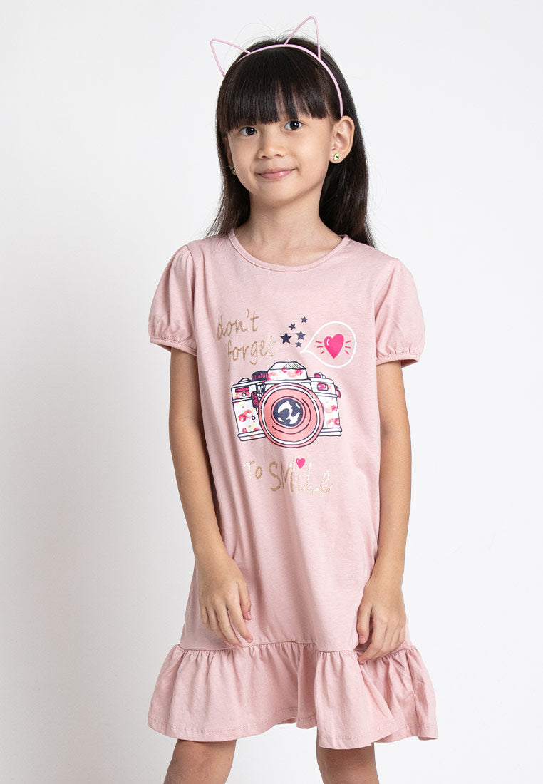 Forest Kids Girl 100% Cotton T Shirt Girls Graphic Round Neck Dress | Baju Budak Perempuan - FK885010