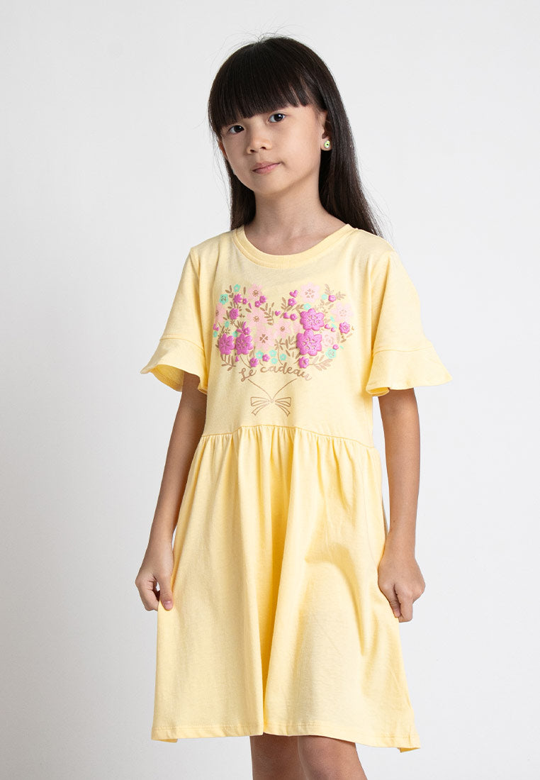 Forest Kids Girl 100% Cotton Short Sleeve Kids Dress | Baju Budak Perempuan Pakaian Dresses  - FK885011