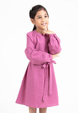 Forest Kids Girl Woven Long Sleeve Stand Collar Dress | Baju Budak Perempuan - FK885042