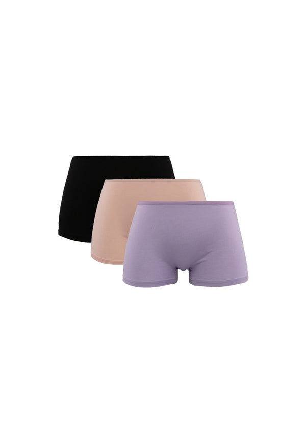 (3 Pcs) Forest Ladies Micromodal Spandex Boyleg Brief Assorted Colours- FLD0043BL
