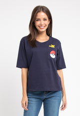 Forest Ladies Pokémon Heavy Weight Cotton Boxy-Cut Pocket Round Neck T Shirt Women | Baju T shirt Perempuan - FP821005