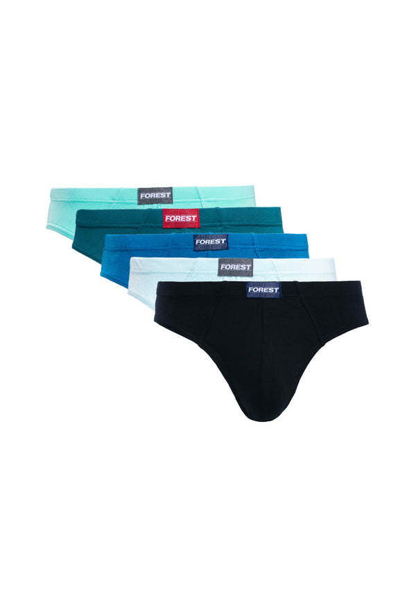(5 Pcs) Forest Mens Mini Brief Bamboo Spandex Underwear Assorted Colours - FUD0099M