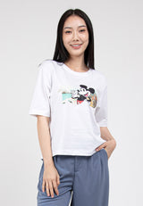 Forest X Disney 100 Year of Wonder Mickey Ladies Airism Cotton Round Neck Oversized T Shirt Women - FW820070