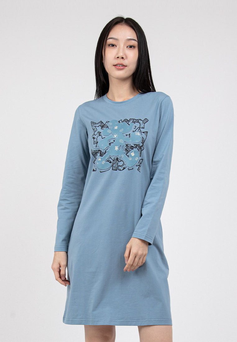 Forest x Disney Mickey 3D Effects Premium Cotton Long Sleeve Women Dress | Baju Perempuan - FW885007