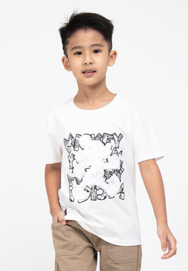 Forest x Disney Kids Mickey 3D Effects Round Neck Tee Kids Family Tee  | Baju T shirt Budak - FWK20042