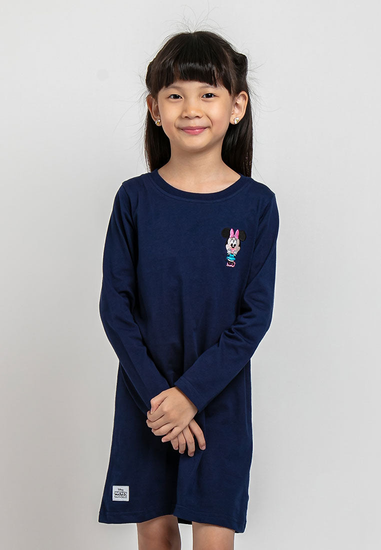 Forest X Disney Girl Printed Long Sleeve Kids Dress | Baju Budak Perempuan Girl Dresses - FWK82004