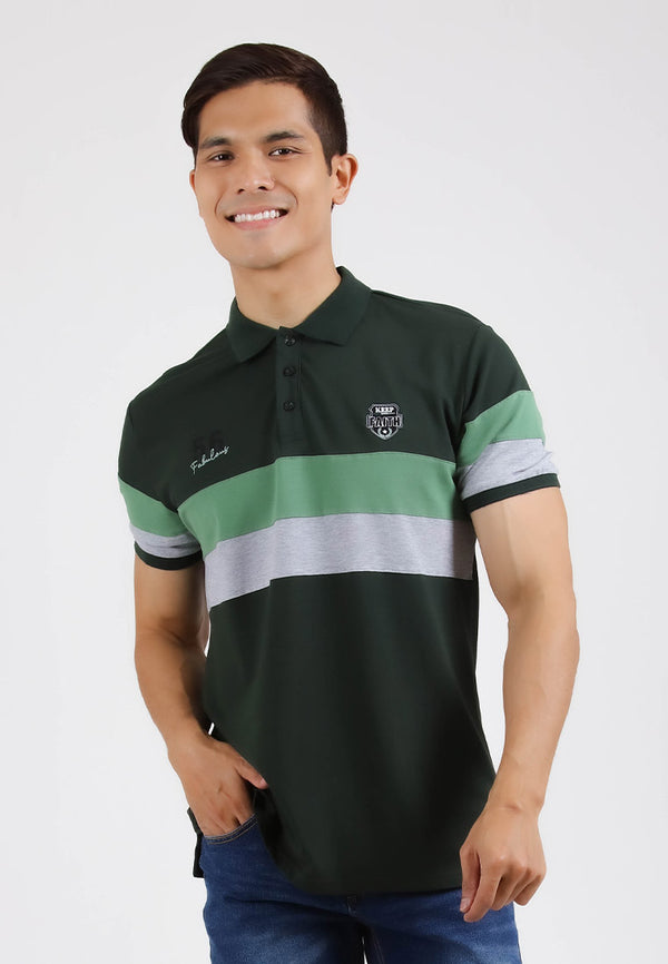 Forest Plus Size Soft Pique Cotton Colour Block Short Sleeve Cut & Sew Polo T Shirt | T Shirt Lelaki - PL23837