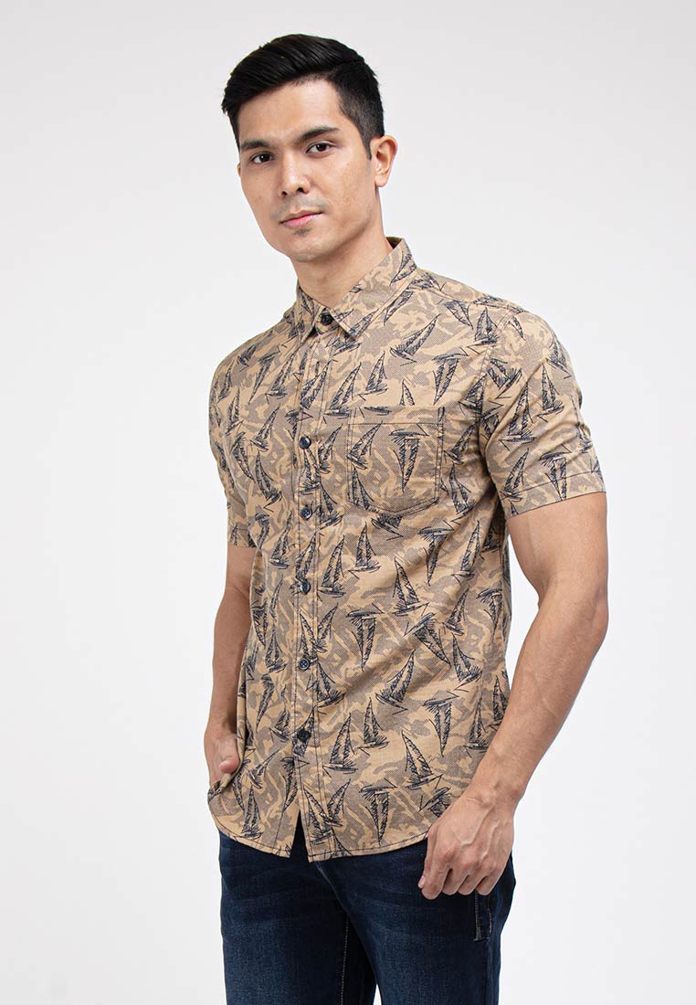 Forest Plus Size Cotton Woven Casual Full Print Men Shirt | Plus Size Baju Kemeja Lelaki Saiz Besar - PL621241