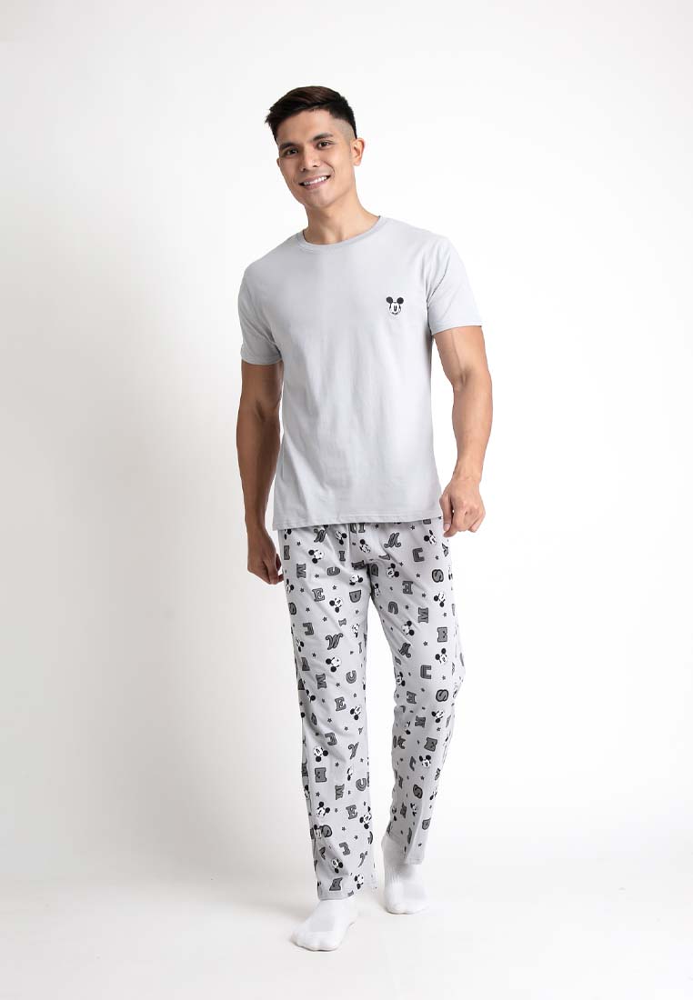 ( 1 Set ) Forest x Disney Mens 100% Cotton Short Sleeve Long Pants Pyjamas Set - WPD0012