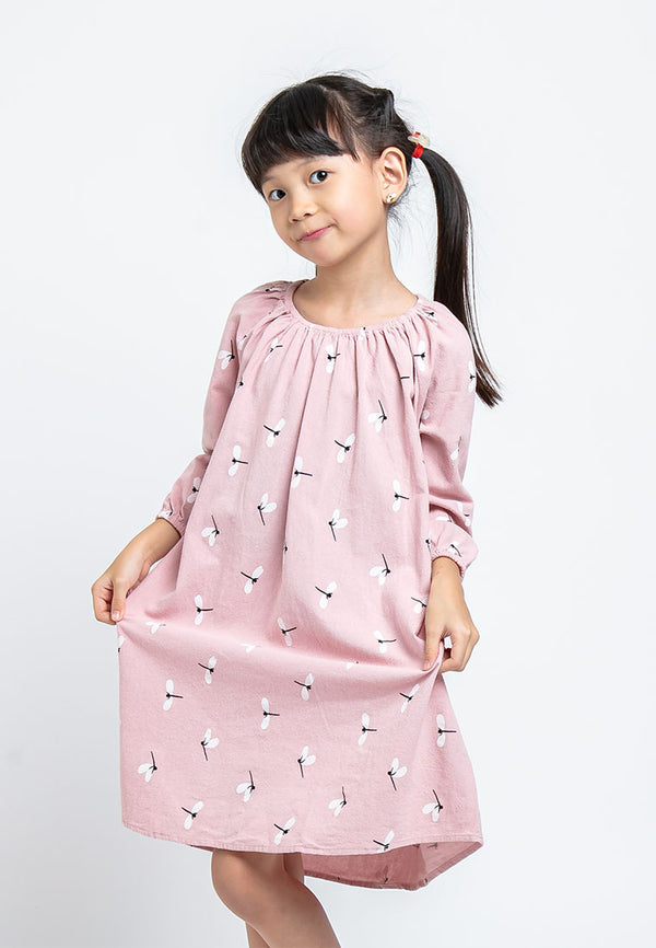 Forest Kids Girl Long Sleeve Kids Printed Dress | Baju Budak Perempuan Girl Dresses - FK82012