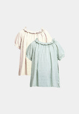 Forest Kids Girl Short Sleeve Ruffle Collar Shirt Kids Shirt | Baju Budak Perempuan Girl  - FK82014