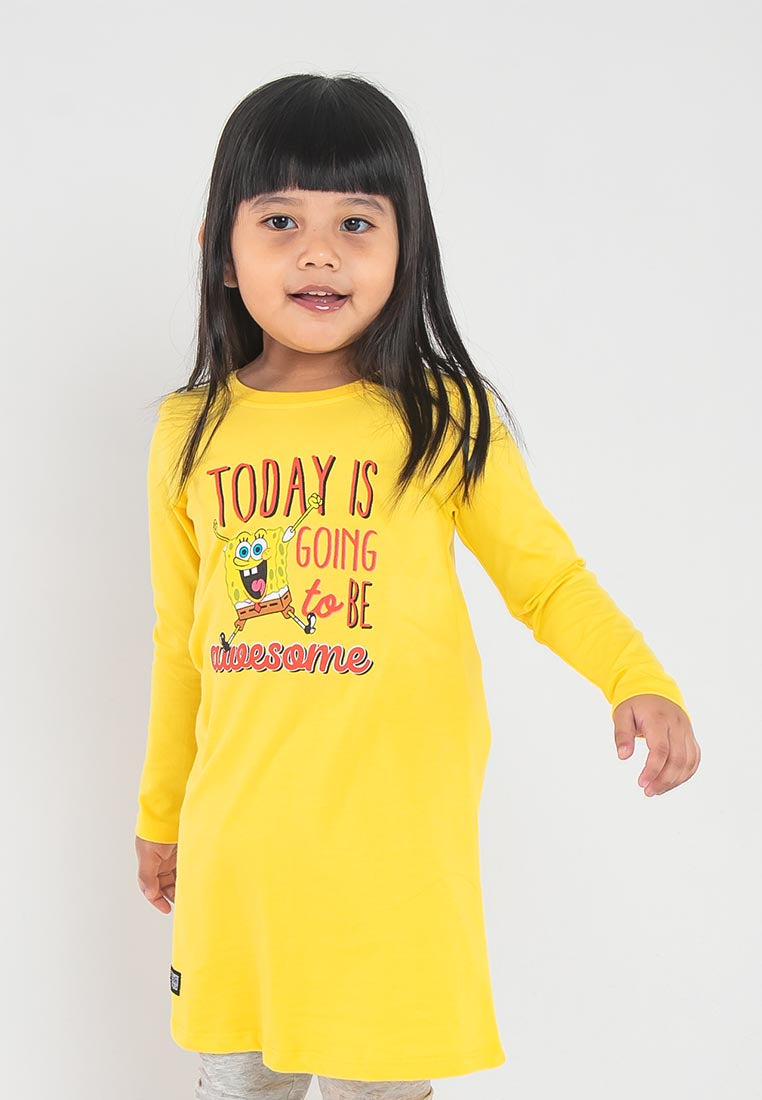 Spongebob Girl Kids Printed Long Sleeve Dress - FSK2024