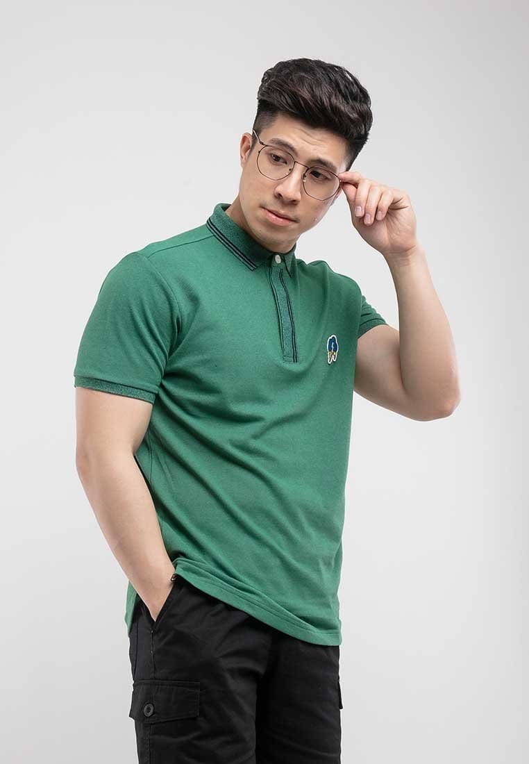Two Tone Pique Embroidery Slim Fit Polo - 23294