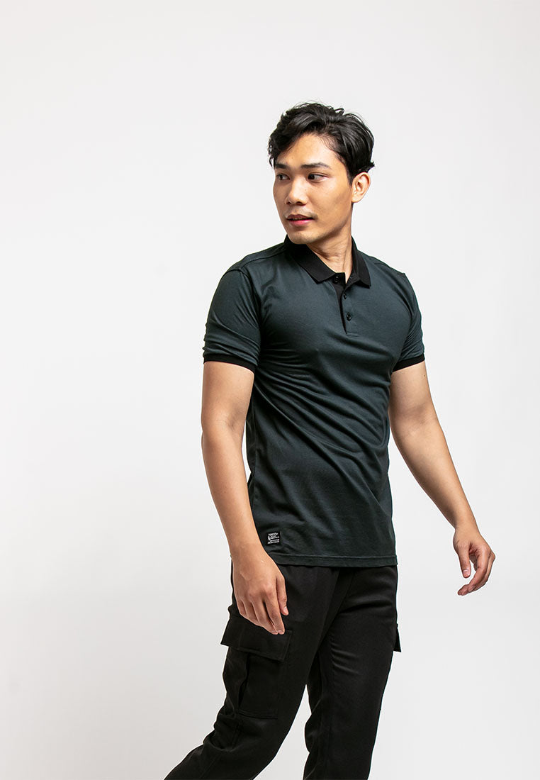 Forest Premium Two Tone Cotton Slim Fit Polo T Shirt Men Collar Tshirt | Baju T Shirt Lelaki Polo - 23477