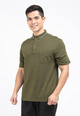 Forest Premium Weight Cotton 220gsm Interlock Knitted Pocket Polo Tee | Baju T Shirt Lelaki - 23758