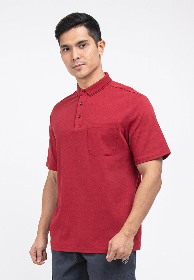 Forest Premium Weight Cotton 220gsm Interlock Knitted Pocket Polo Tee | Baju T Shirt Lelaki - 23758