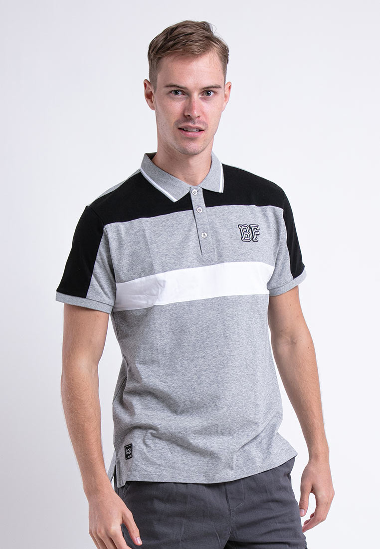 Forest Stretchable Cut & Sew Polo T-shirt Colour Block Slim Fit Polo Men | Baju T Shirt Lelaki - 621229