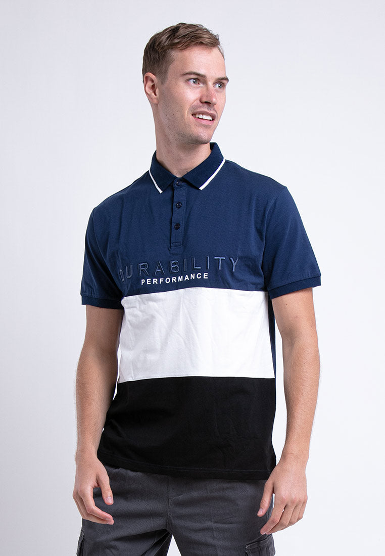 Forest Stretchable Cut & Sew Polo T-shirt Colour Block Slim Fit Polo Men | Baju T Shirt Lelaki - 621231