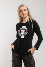 Ladies Long Sleeve Round Neck Loose Fit T-Shirt - 821961
