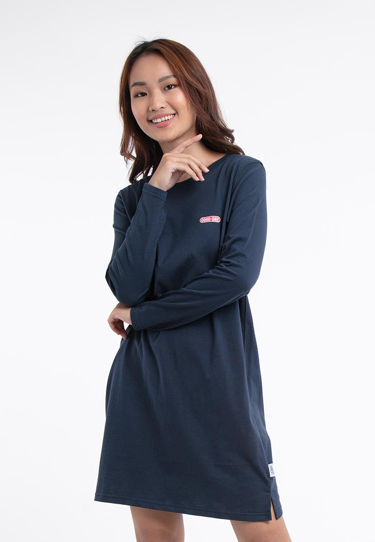 Ladies Long Sleeve 100% Cotton Round Neck Dress - 822067