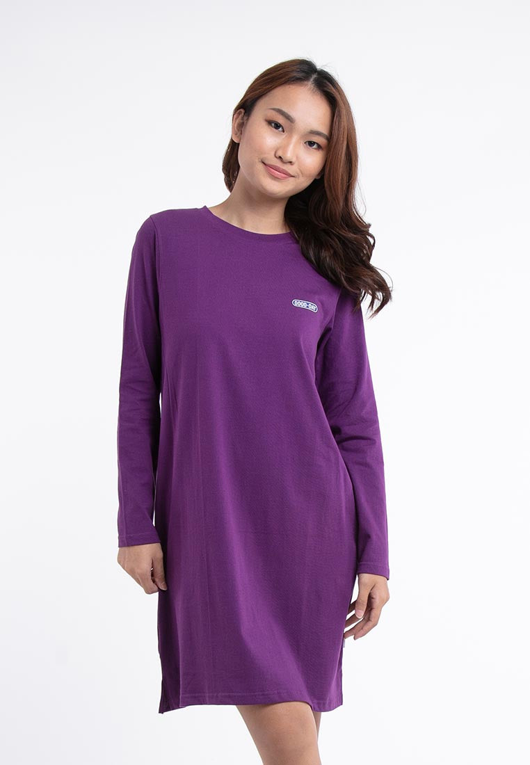 Ladies Long Sleeve 100% Cotton Round Neck Dress - 822067