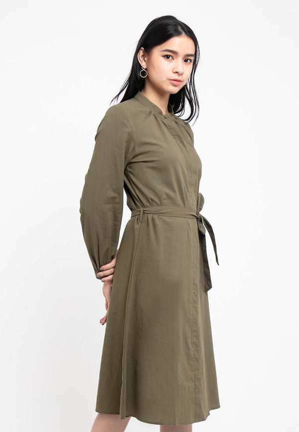 Ladies Long Sleeve Stand Collar Dress - 822088