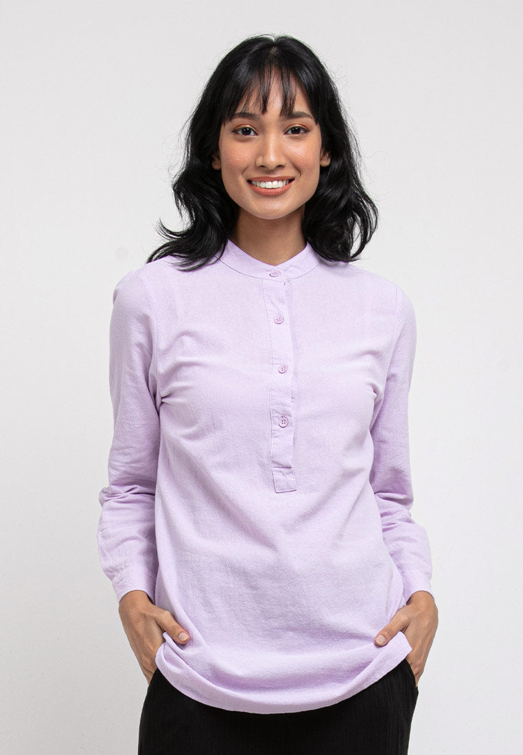 Forest Ladies Long Sleeve Stand Collar Blouse - 822090B