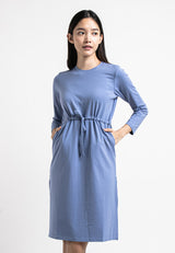 Forest Ladies Premium Cotton Long Sleeve Casual Drawstring Women Dress - 822126