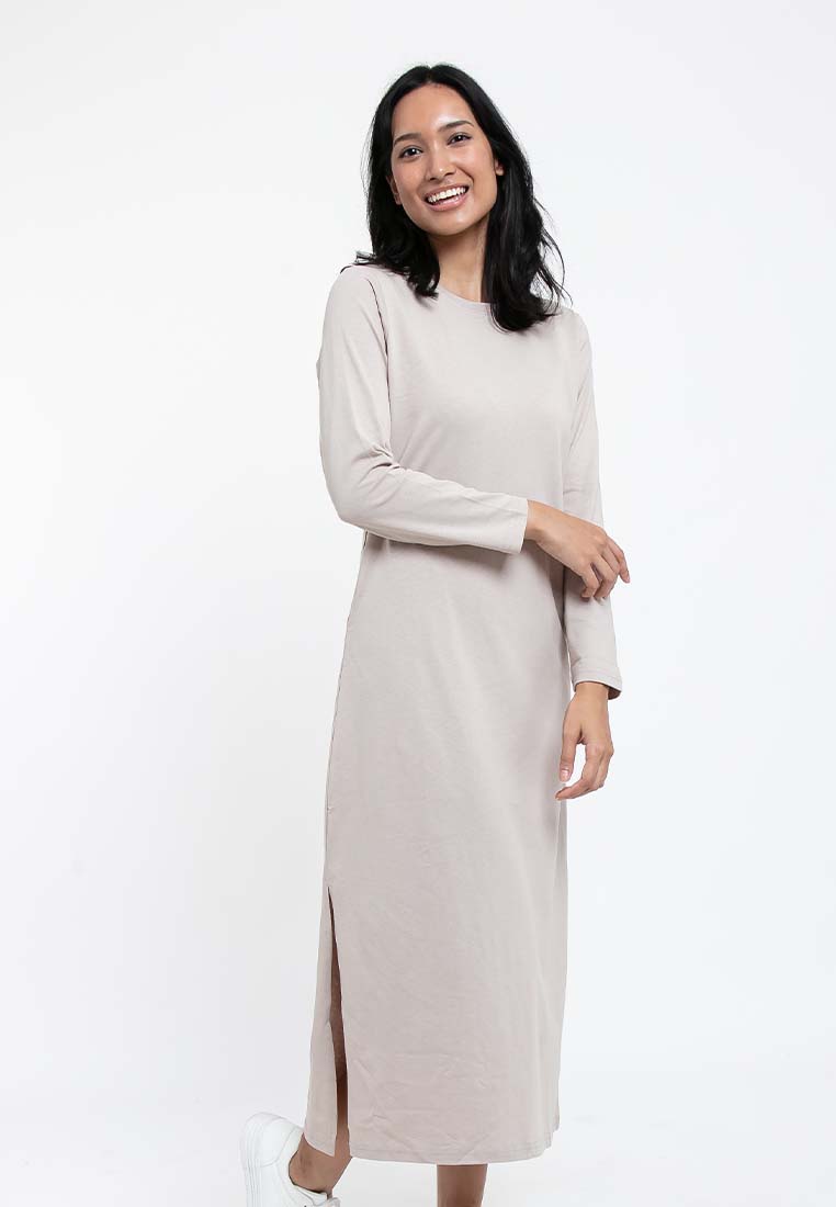 Forest Ladies Premium Cotton Linen Hand Feel Long Sleeve Casual Women Maxi Dress - 822127