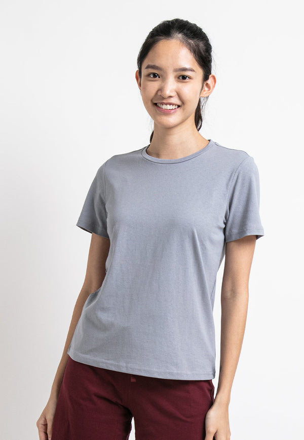 Forest Ladies Cotton Linen Regular Fit Crew Neck Tee T shirt Women | Baju T Shirt Perempuan - 822165