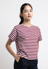 Forest Ladies Premium Cotton Stripe Round Neck Tee | Baju T Shirt Perempuan - 822211