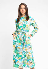 Forest Ladies Woven Long Sleeve Floral Pattern Women Shirt Dress | Baju Perempuan - 822222