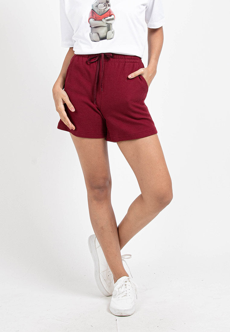 Forest Ladies Waffle Cotton Shorts Pants Plain Elastic Women Casual Shorts | Seluar Pendek Perempuan - 860158