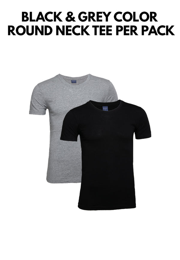 (2 Pcs) Byford Men 100% Cotton Round Neck Short Sleeve Singlet Assorted Colour- BID775R