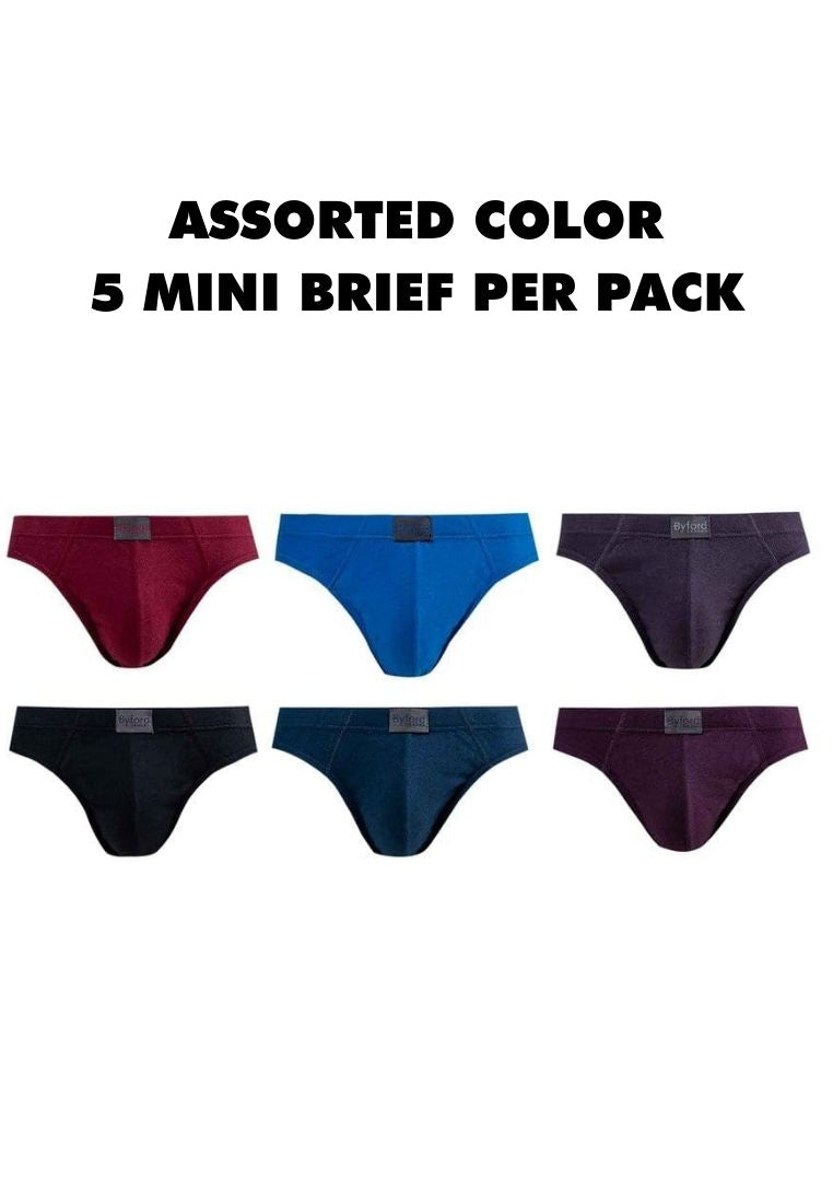 (5 Pcs) Byford Men Brief 100% Cotton Men Underwear Assorted Colours - BUD5150M