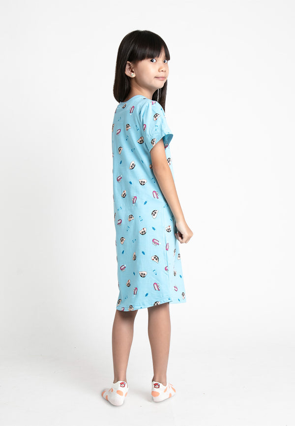 ( 1 Pc) Forest x Shinchan Kids Girls 100% Cotton Sleep Dress Pyjamas - CPJ0007