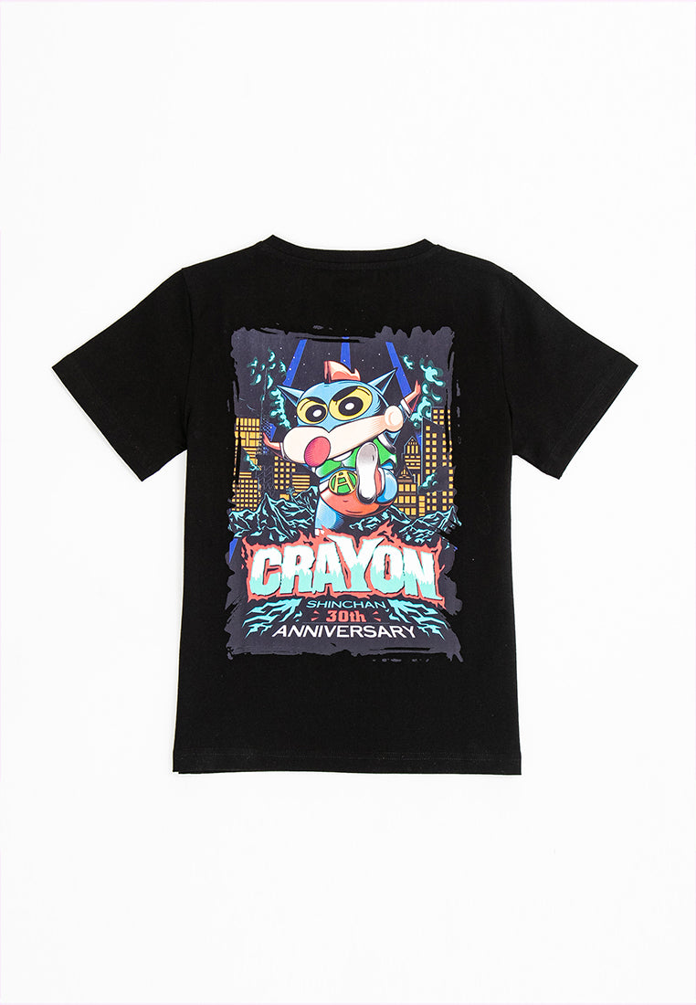 Forest X Shinchan Kids Unisex 30th Anniversary Superman Premium Print Round Neck Tee | Baju T Shirt Budak - FCK2036