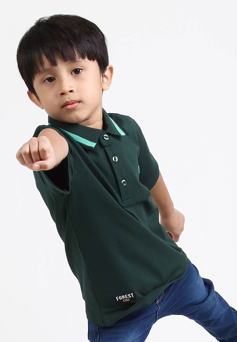 Forest Kids Premium Weight Cotton Stretchable Polo T Shirt Collar Tee | Baju T Shirt Budak Lelaki - FK20112