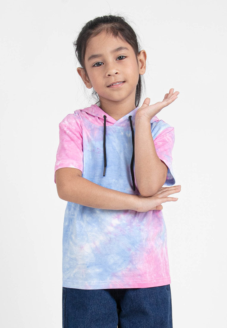 Forest Unisex Kids Stretchable Premium Weight Cotton Tie Dye Short Sleeve Hoodies - Baju T shirt Budak - FK20180