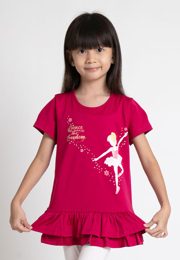 Forest Kids Girl 100% Cotton Girls Graphic Round Neck Tee | Baju T Shirt Budak Perempuan - FK820044