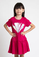 Forest Kids Girl Printed Short Sleeve Kids Dress | Baju Budak Perempuan Pakaian Dresses  - FK885007