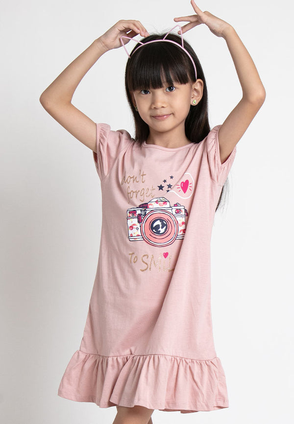 Forest Kids Girl 100% Cotton T Shirt Girls Graphic Round Neck Dress | Baju Budak Perempuan - FK885010