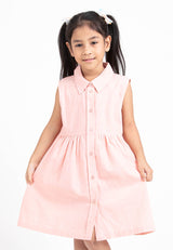 Forest Kids Girl Woven Sleeveless Collar Button Dress I Baju Budak Perempuan Girl Dress - FK885014