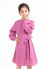 Forest Kids Girl Woven Long Sleeve Stand Collar Dress | Baju Budak Perempuan - FK885042