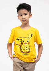 Forest Kids Pokémon Coral Fleece Textured Embroidered Pikachu Round Neck Tshirt | Baju T Shirt Budak - FPK21000